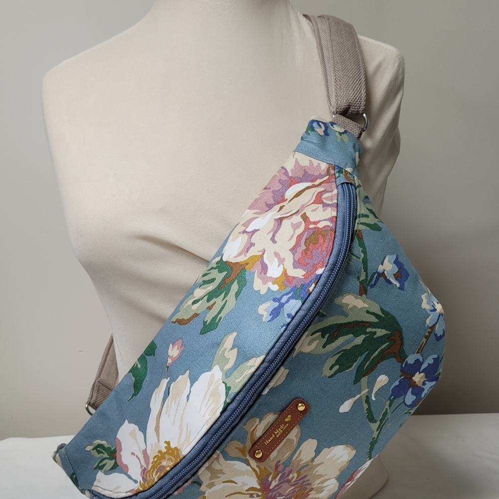 Floral Blue Hip Crossbody Bag